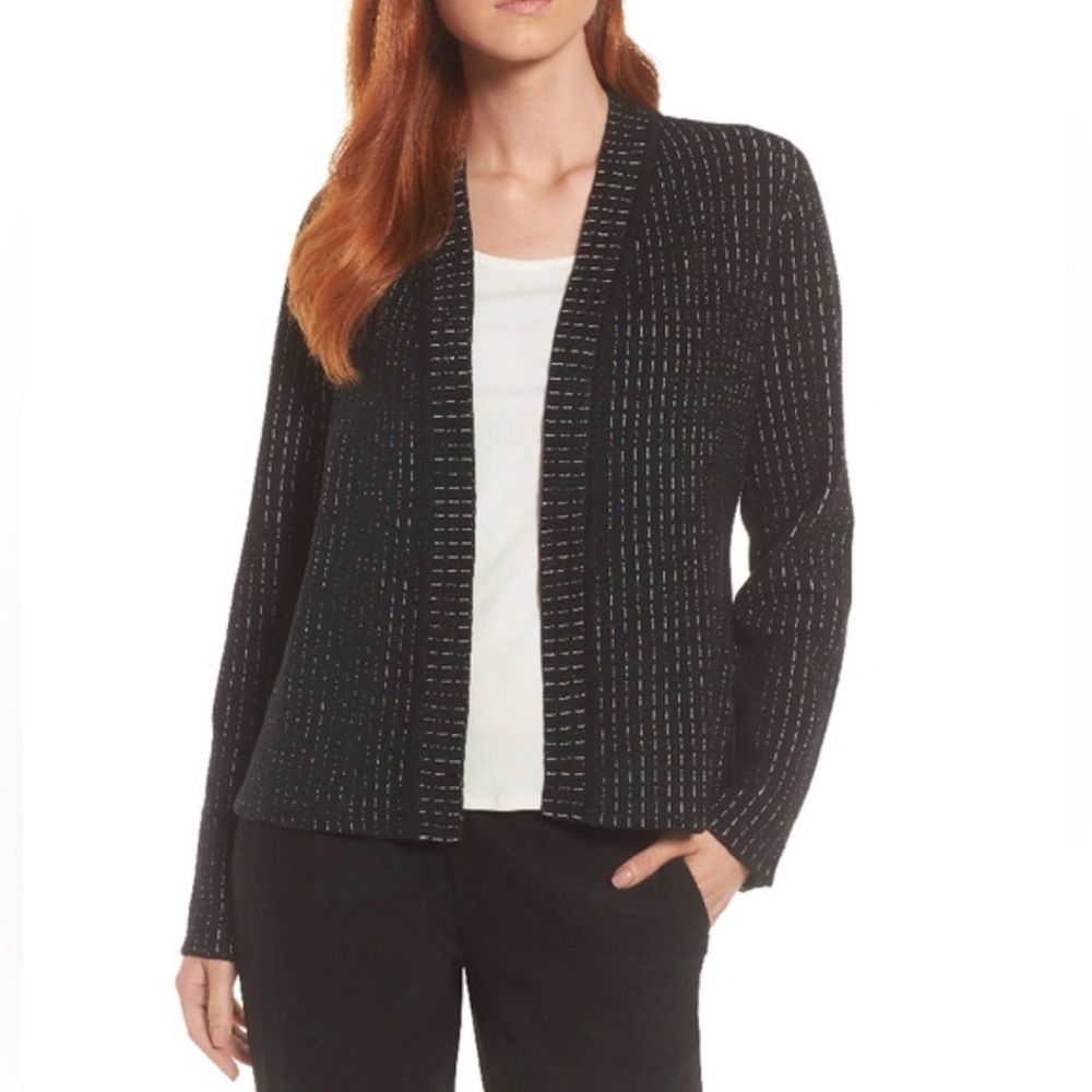 EILEEN FISHER SILK AND ORGANIC COTTON SIMPLE SHAPED CARDIGAN BLACK XL - Picture 3 of 14